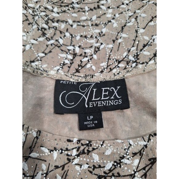 EUC Alex Evenings Petite Sleeveless Glittery Beige & Black Floral Tank Top/ Sz. - Picture 4 of 5